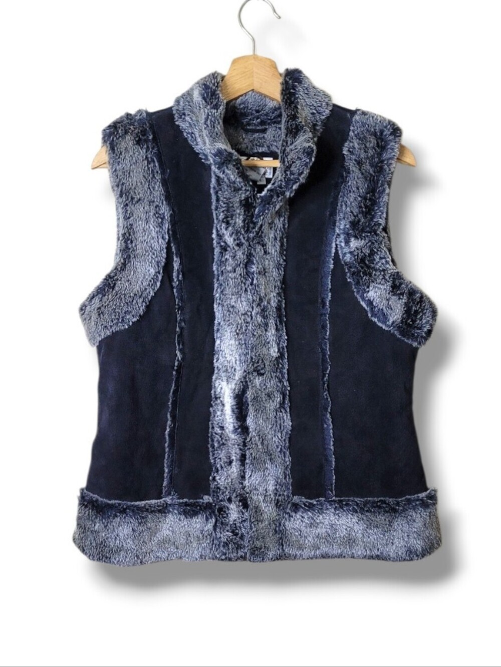 Live A Little Leather Vest Faux Fur Trim LAL Size L